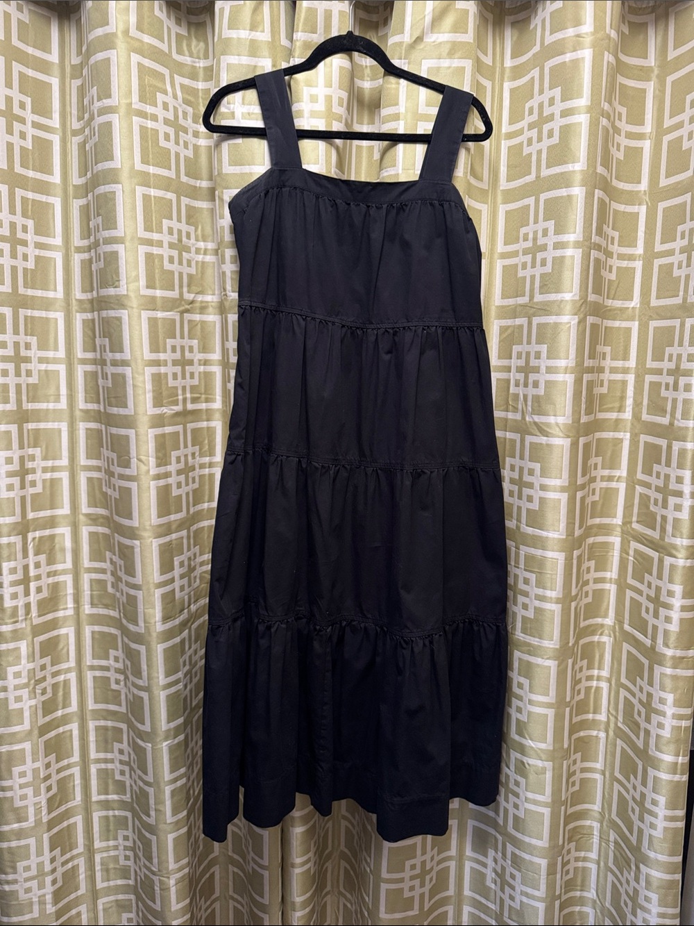 Black Tiered Maxi Dress with Square Straps